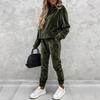 Female Autumn and Winter Solid Color Sports Suits Hooded Sweatshirt+ Pants Two-piece Set