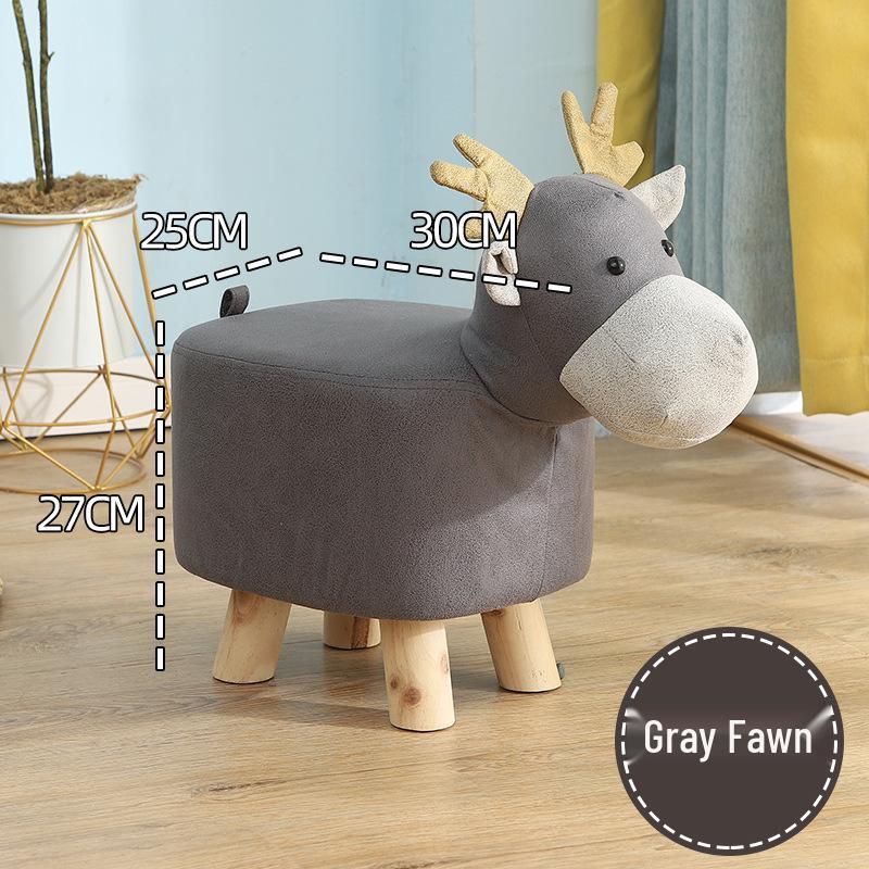 Children's Solid Wood Elephant Stool - Cute, Creative, Cartoon Animal Design for Home and Shoe Changing