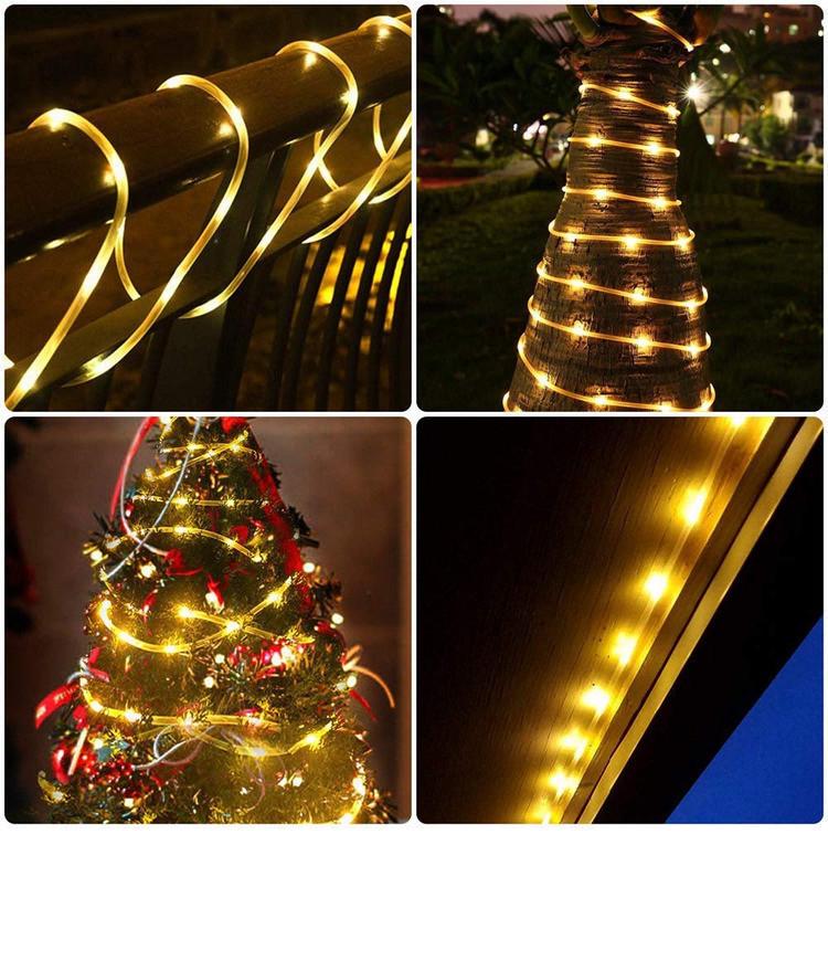 Waterproof LED Solar String Lights - Rainbow Tube Fairy Lights for Trees, Outdoor Holiday Decoration