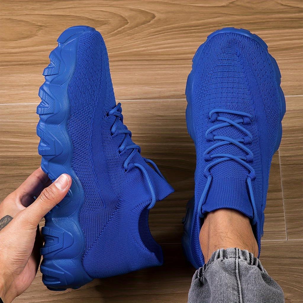 Men'S Casual Sneakers  Breathable Knit Upper Geometric Pattern Lace-Up Closure Durable Rubber Sole Comfortable Fabric Lining for Spring Sports