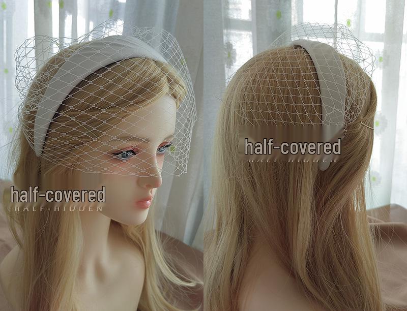 Elegancka Retro Perłowa Opaska z Welonem - Szerokie Białe Akcesorium do Włosów na Imprezy