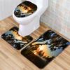 Beach View Bathroom Floor Mat Three-Piece Toilet Carpet Toilet Mat Set Door Mat Bathroom Non-Slip Mat