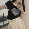 Women's Pink Color Block Short-Sleeve Crop Top - Sweet & Spicy Summer Style