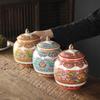 Classical Ceramic Tea Pot Painted Pattern Sealed Storage Tank Home Porcelain Candy Nuts Coffee Beans Storage Bottle Home Decor