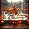 Innen-Feiertags-Wandbild Weihnachten Schnee-Dorf Statische Fensterfolie, Leuchtendes Warmes Landschafts-Aufkleber Geschenk für Freunde Glas, Schneemann-Haus Winter-Dekor