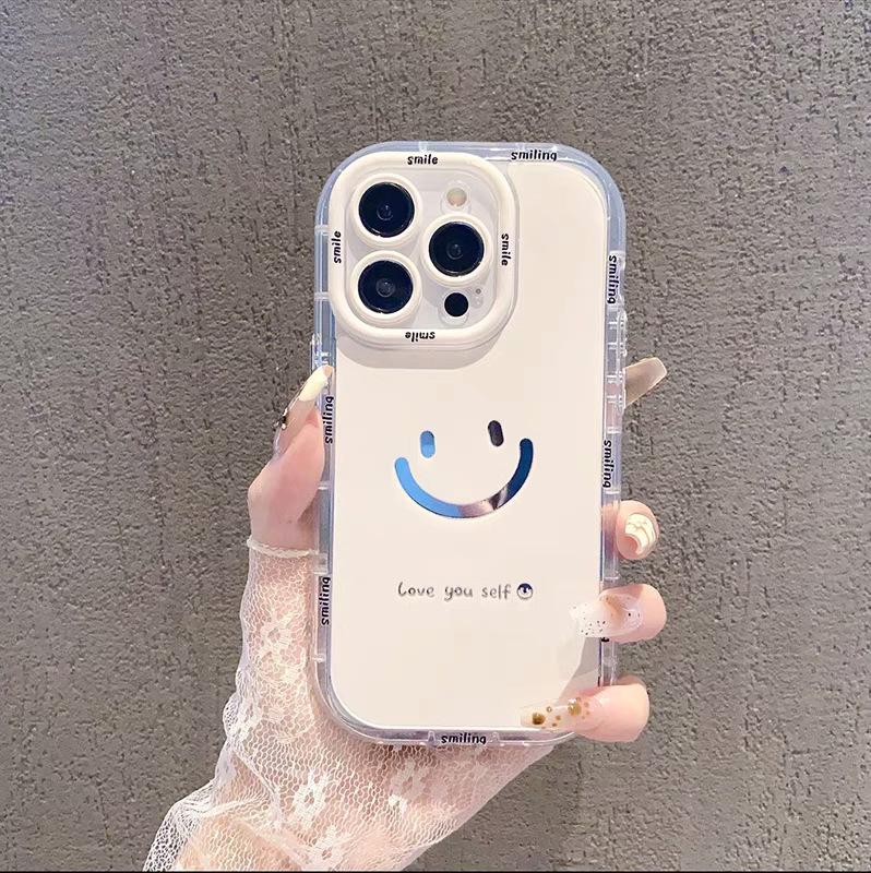 

Mirror Cream Case for Apple 17promax Phone Case Painted Smiley Face for IPhone14/13 Anti-fall 15/11 For iPhone X