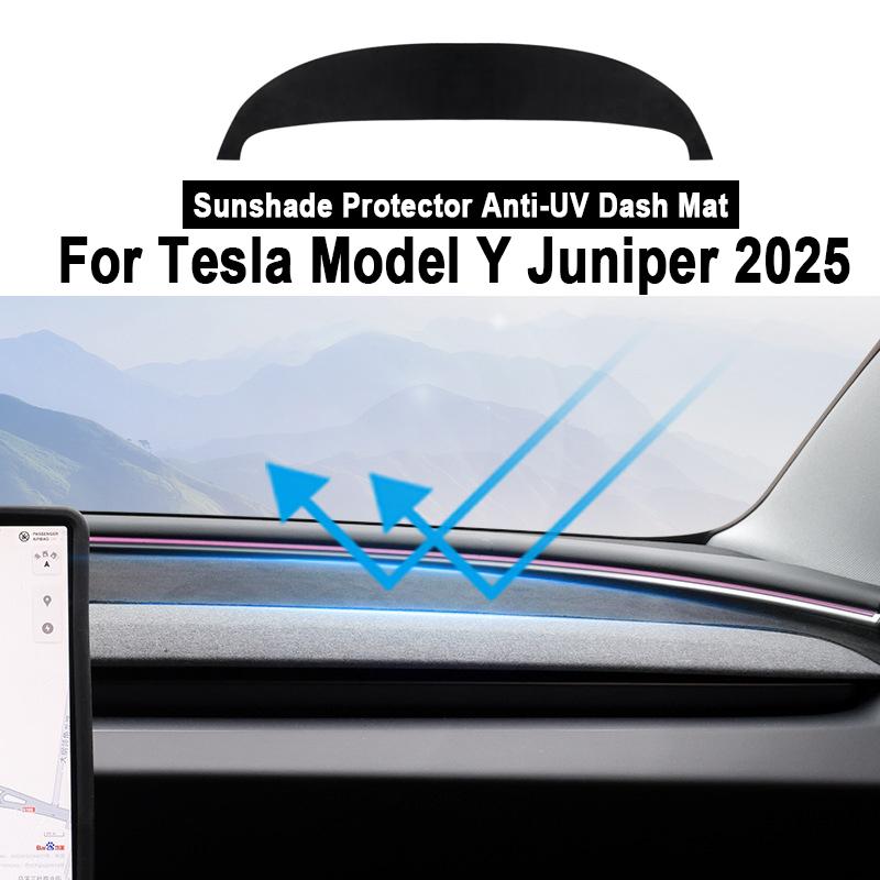For Tesla Model Y Juniper 2025 Model 3Suede Dashboard Cover Pad Sunshade Protector Anti-UV Dash Mat Sun-shading Non-slip Pads