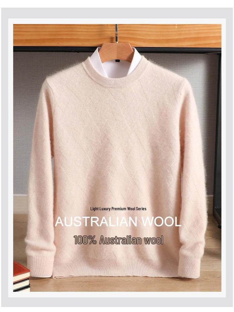 Herren Pullover aus reiner Wolle - Rundhalsausschnitt, lockere Passform für Business, geeignet für Herbst, Frühling & Winter