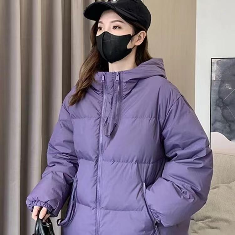 Fashion Thickened Korean Style Plus Size Women's Short Down Cotton Jacket with Hoodie