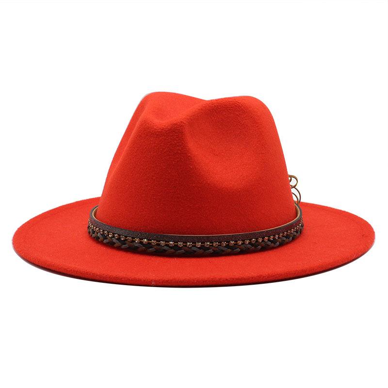 Wish Ethnic Minority Style Men And Women Couple Big Edge Jazz Hat Wool Top Hat
