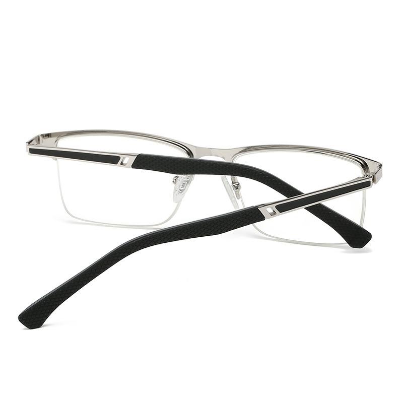 Fashion Men's Half-frame Business Reading Glasses Anti-blue Light Anti-fatigue Metal Frame Presbyopia Glasses +1.0 To +4.0