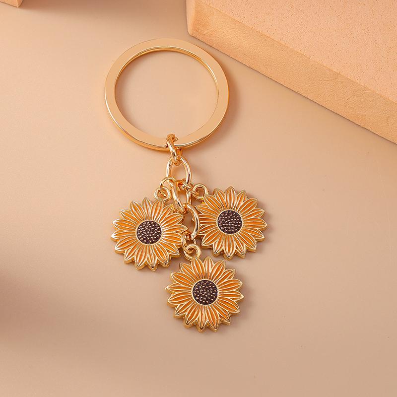 Niedlicher Emaille Sonnenblumen Schlüsselanhänger Frauen Mädchen Blume Schlüsselanhänger Anhänger für Handtaschen Deko DIY Handgefertigter Schmuck Geschenke