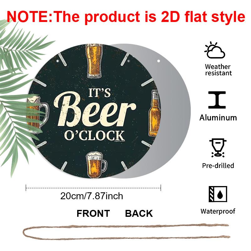 2D Flat Aluminum 7.87 Inch X 7.87 Inch Vintage Beer-style Wall Hanging. Suitable for Living Rooms, Kitchens, Bars, Clubs, Porches, Indoor and Outdoor