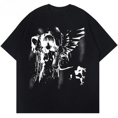 Harajuku Goth Heren Anime Japanse Comics T-shirt Engelenvleugels T-shirt Grafisch 2025 Hipster Katoen Y2K T-shirt en Streetwear Tees