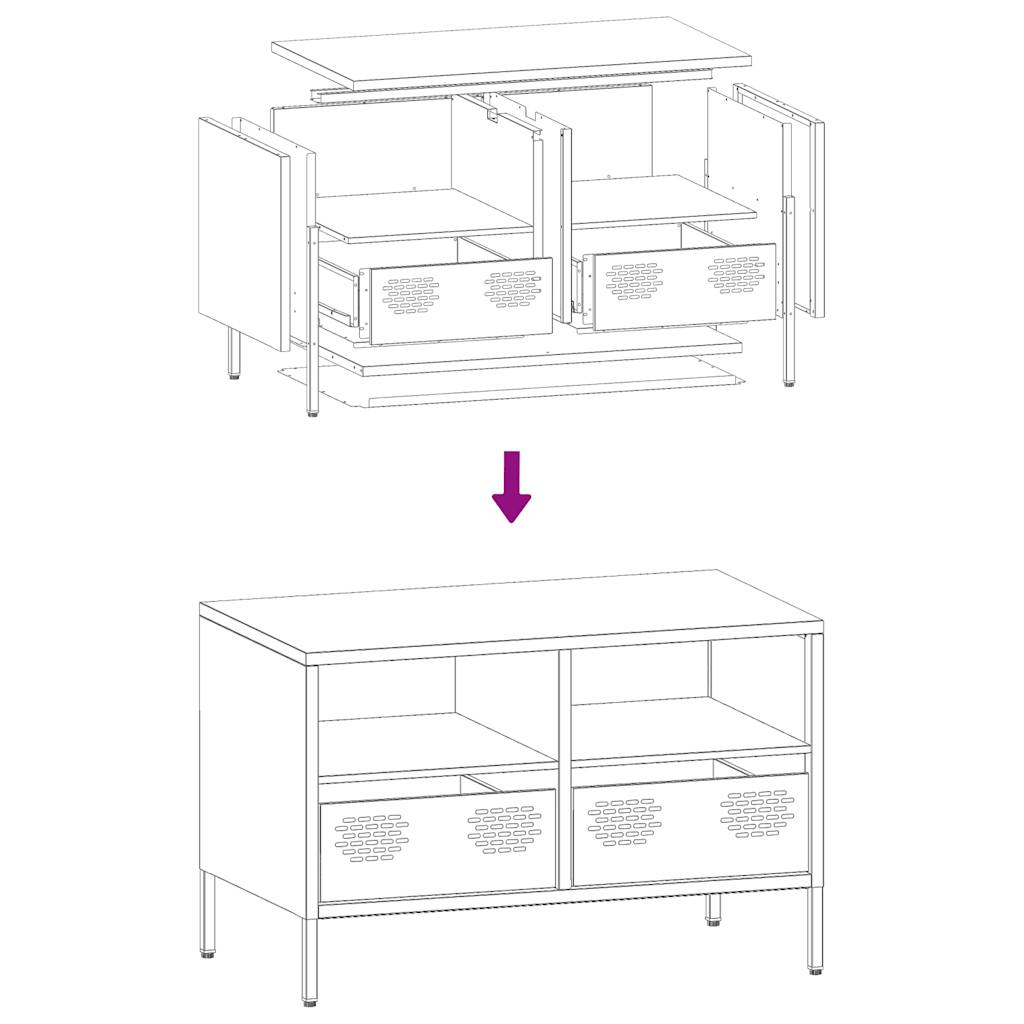 TV Stand Mustard Yellow 68 X 39 X 43.5 Cm Cold Rolled Steel