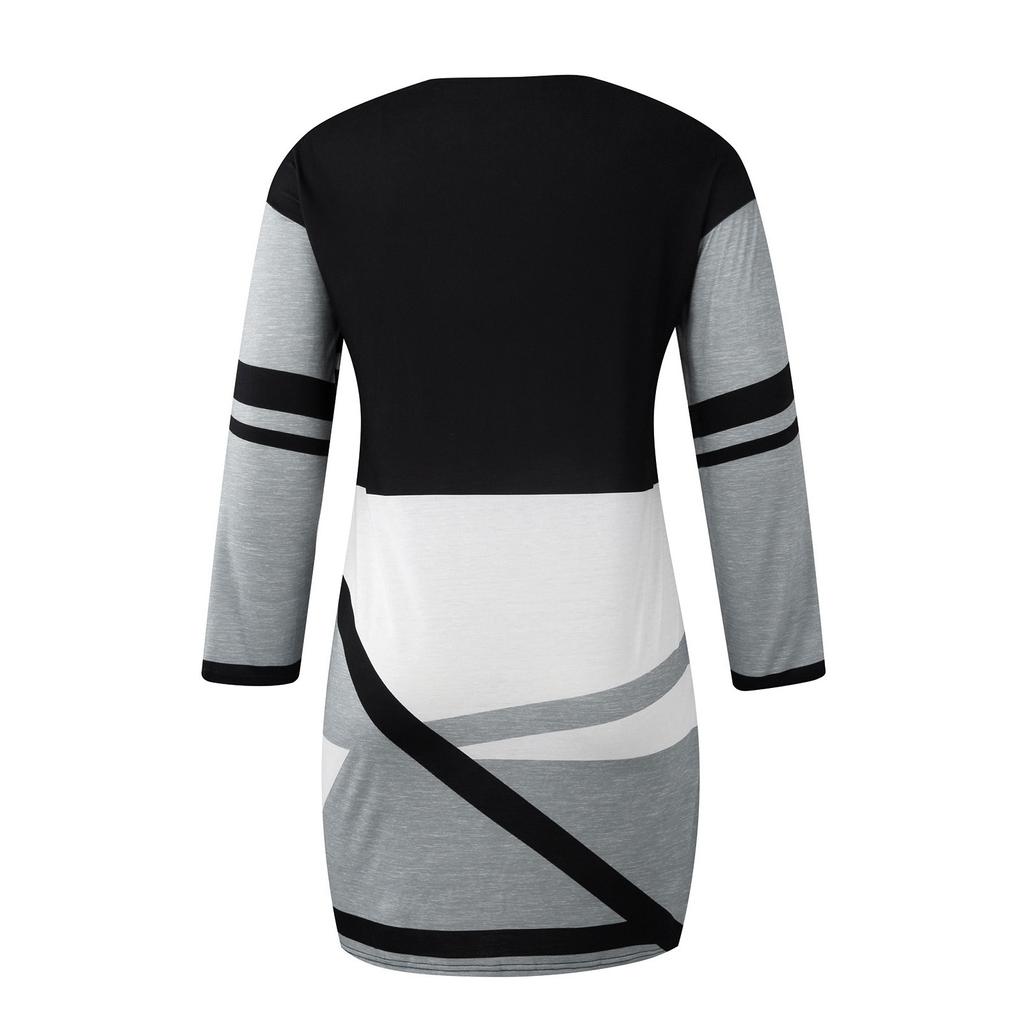 Dames V-hals Lange Mouwen Kleurblok Etnisch Comfortabel Casual Jurk