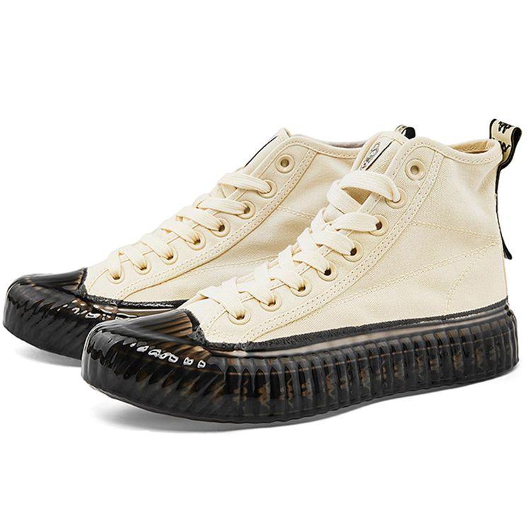 Kappa Logo High-Top Slip-Resistant Durable Canvas Shoes Unisex Sneakers White Black K0AW5VS15-024A