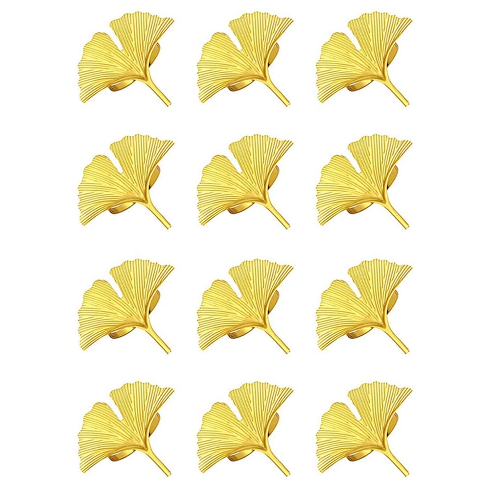 Elegant Ginkgo Leaf Napkin Rings Crafted from Iron Gold Plated Pack of 12 Adds a Lavish Touch to Your Dining Experience China Mainland
