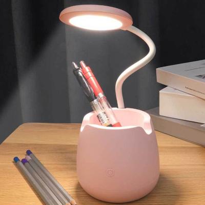 LED-Schreibtischlampe mit Stifthalter Kleine dimmbare wiederaufladbare Tischlampe mit flexiblem Schwanenhals für Homeoffice Schlafzimmer Schreibtisch Nachttisch