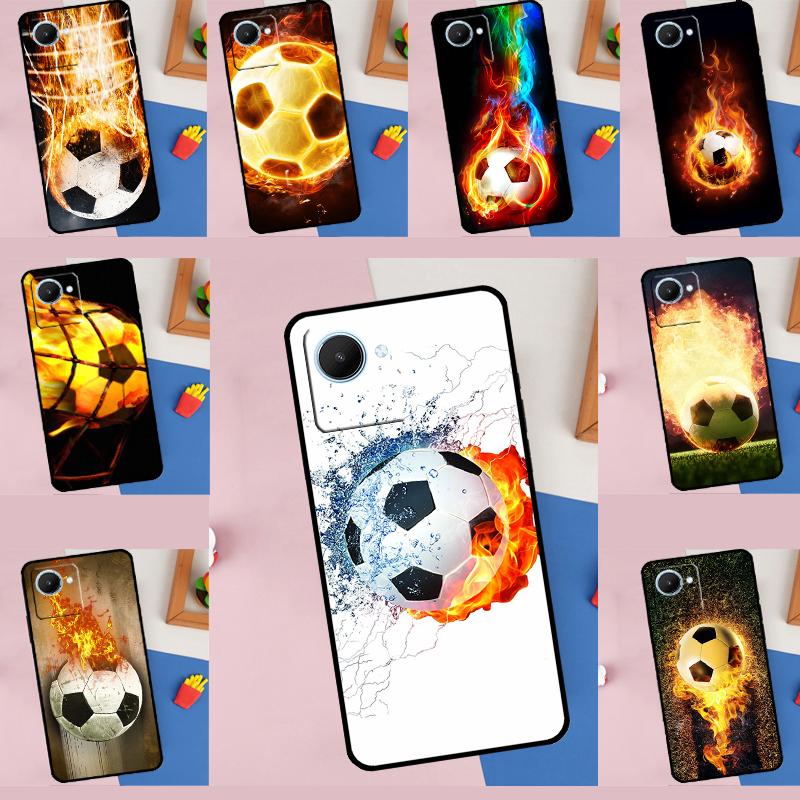 Fire Football Soccer Ball For Realme 14 11 10 12 13 Pro Plus GT 7 5 Pro GT 6 6T C67 C61 C53 C51 C21Y C25S C75 C55 Case