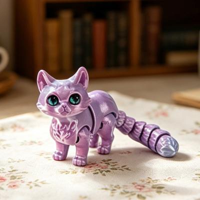 3D Printed Cat Figurine Movable Joints Kitten Figure Stress Relief Articulated Animal Fidget Toy Desktop Decoration Ornament Party Favors