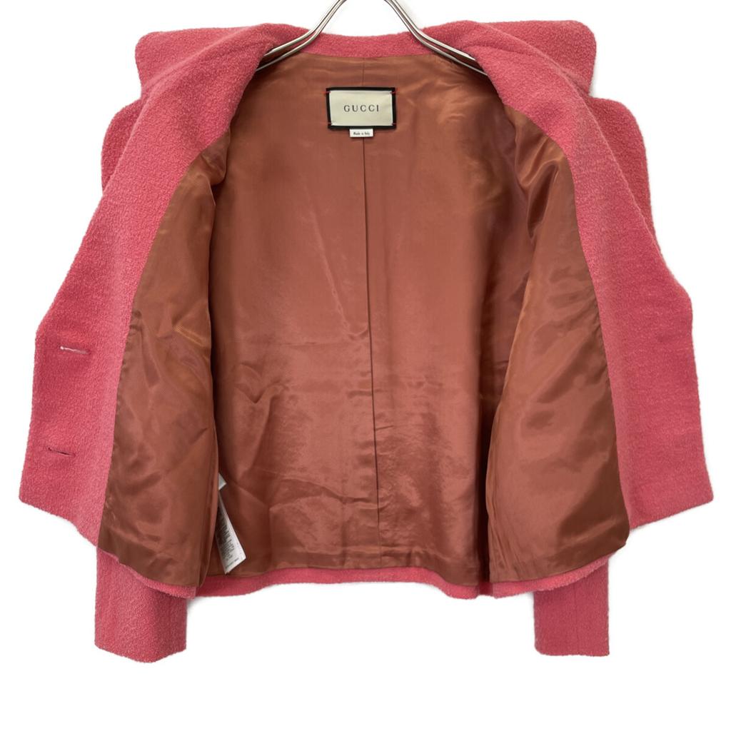 Gucci 619267 Pink Interlocking G Button Tweet Tailored Jacket Jacket 36 pinkUsed
