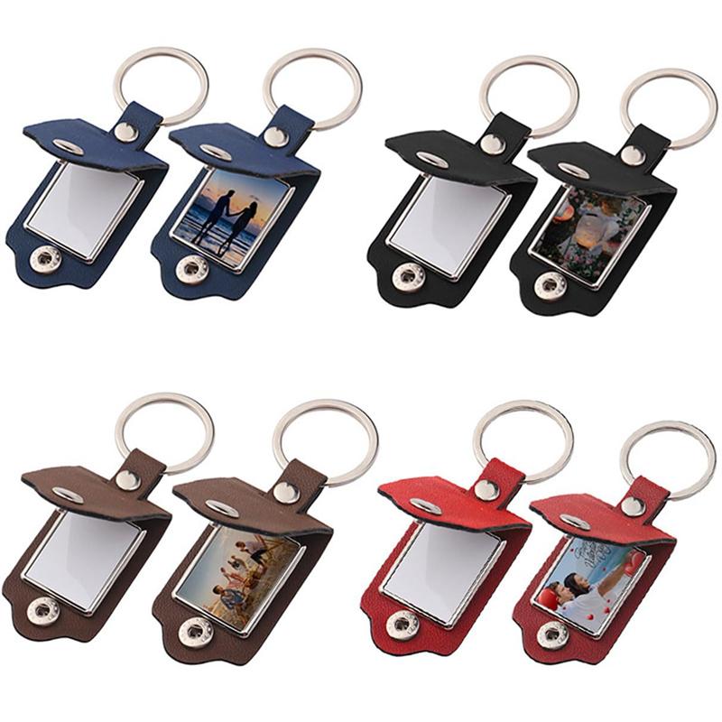 Heat Transfer-Press Key Ring For Sublimation Keychain Blanks 10 Pcs Bulk, PU Leather Key Chains For DIY Photo& Text