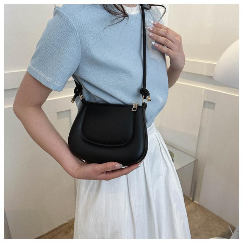 PU Small Shoulder Bag With Zipper, Solid Color Crossbody Underarm Handbag For Women, Knot Strap, Daily Casual Travel Purse With Phone Storage