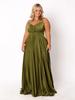 European Style Pleated Spaghetti Strap Dress - Women's Pine Smoke Ink Drop-Waist Long Dress