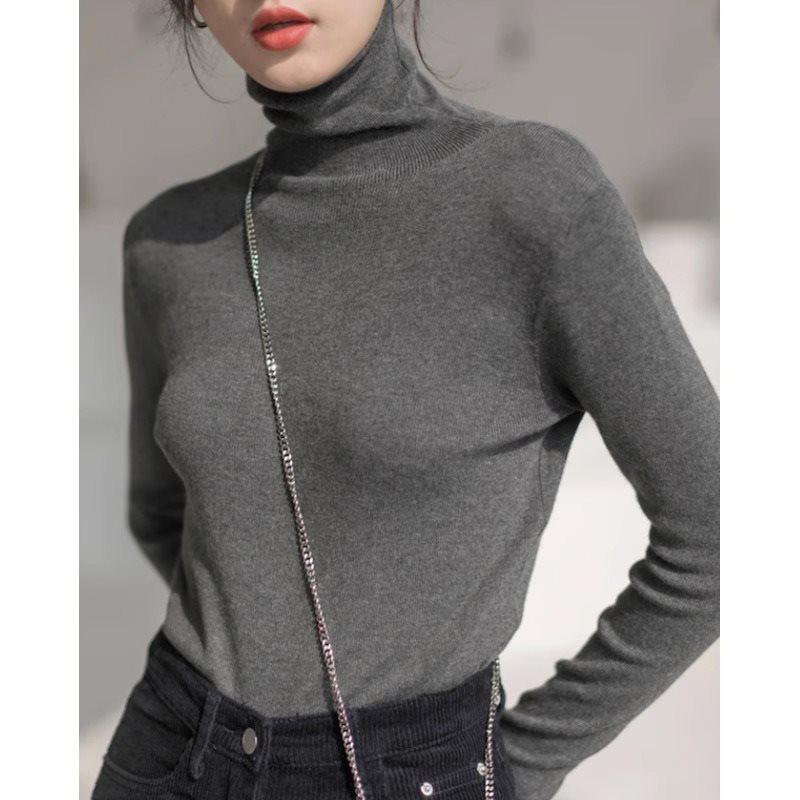 

Women s 2025 Slim-Fit High-Neck Knit Sweater – Autumn/Winter Collection L