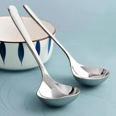 1Pc 304 Stainless Steel Deep Thickened Spoon Long Handle Household Drinking Spoon Big Head Round Spoon Congee Spoon