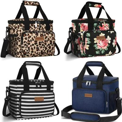 15L Velká Oxford látková termoizolační taška na obědový box pro ženy, přenosná crossbody kapsa na jídlo pro dospělé, chladicí taška.