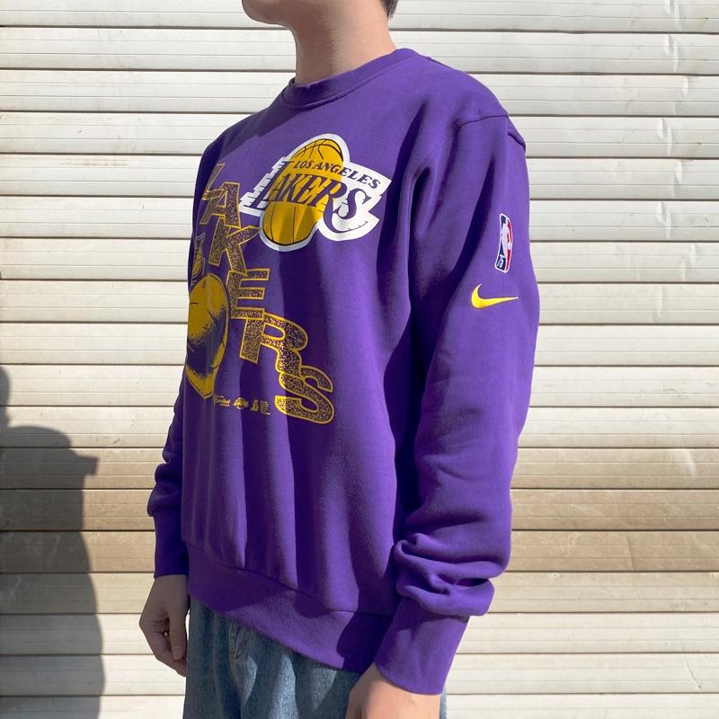 Nike NBA Los Angeles Lakers Courtside Casual Sports Printing Fleece Long Sleeves Purple Men's DH9439-504