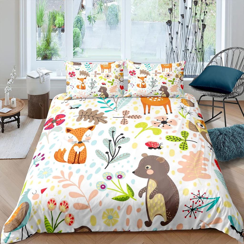 Fox Povlak na přikrývku Větev stromu Maskáčová ložní souprava Džungle Divoké zvíře Lesní Lov Chlapci Dospívající Muži Rustikální Selská Ložní souprava Podzim