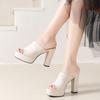 Fashion Super High Heel Platform Cool Drag Summer New Round Toe Open Toe Non-slip Temperament Block Heel Sandals