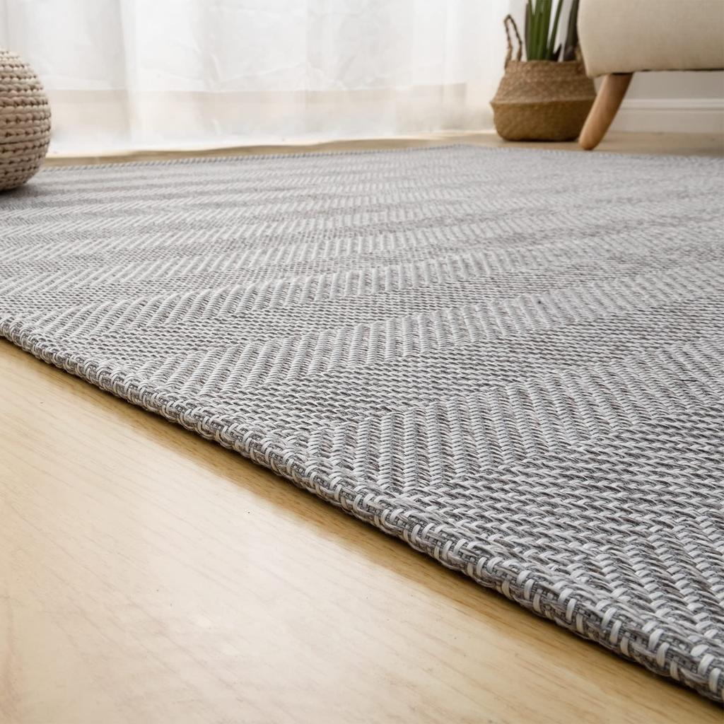OIGAE Rug Carpet Spring Summer 130x190cm Tatami Area Rug Herringbone Pattern Scandinavian Carpet Plain Geometric Pattern Floor Protection