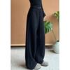 2025 Autumn/Winter Women's Plus Velvet Wide-Leg Sweatpants: Warm, Thick, Solid Color, Casual Straight-Leg Design