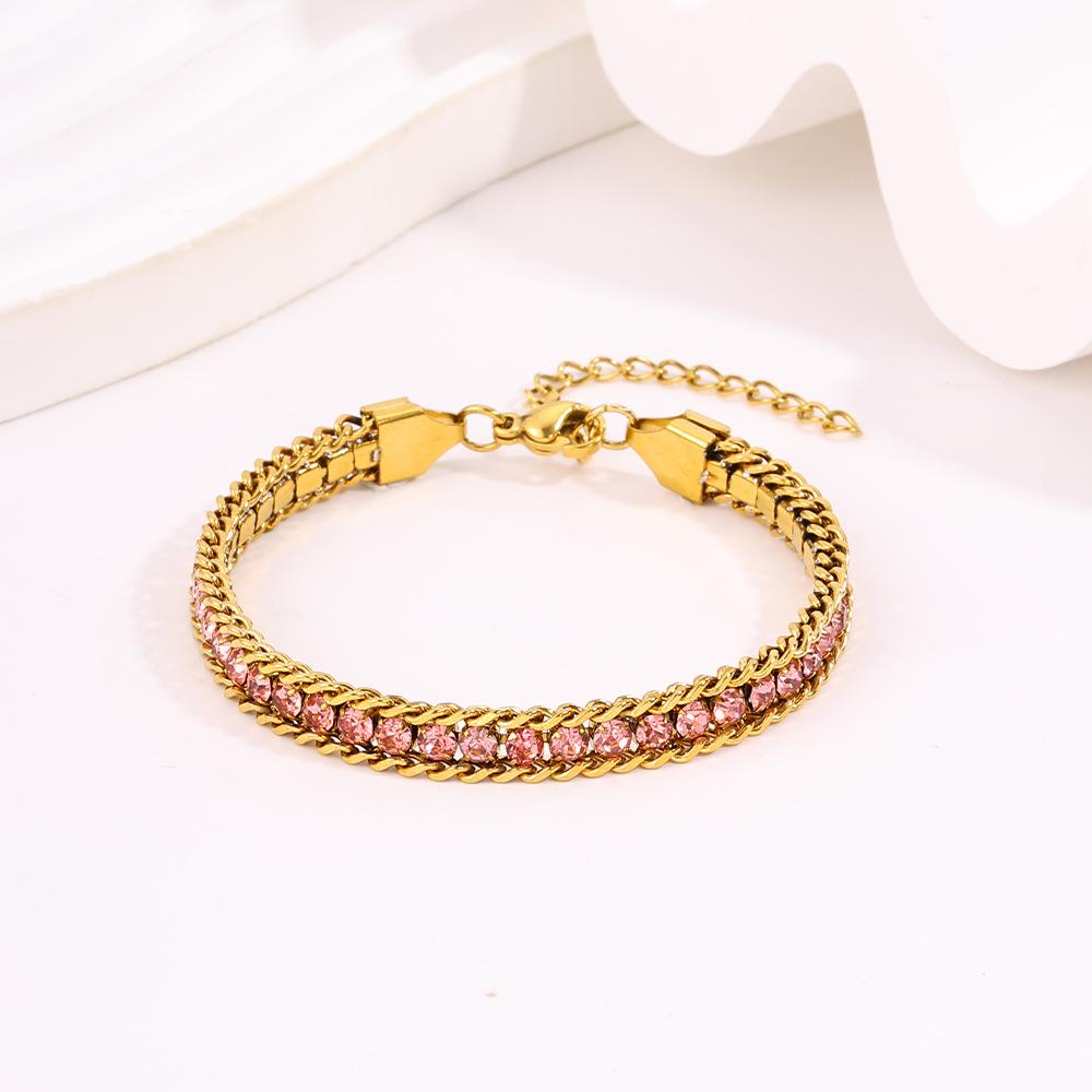 Titanium Steel High-end Sense, Multi-color Light Luxury Zircon Does Not Fade, High-value Color Diamond-encrusted for Girls