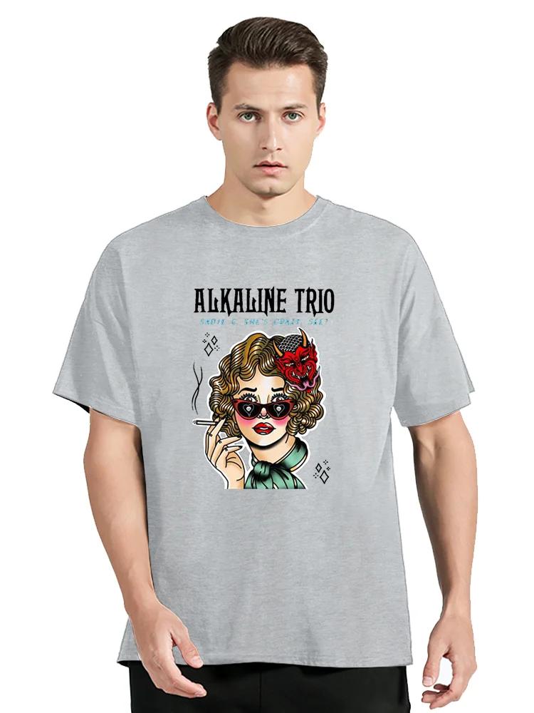 New Cotton T-Shirt Men Alkaline Trio With Black Top Klassisch Heartskull Casual Top TShirt Clothing Oversized Tees