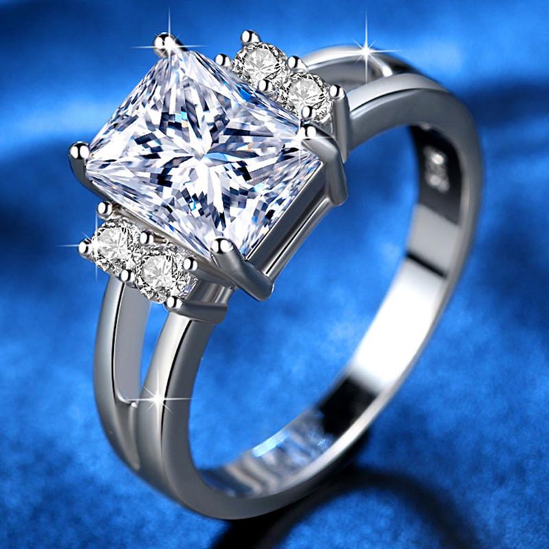 

2026 European and American Accessories Square Zircon Ring Women s Simple Fashion Wedding Ring Ring Jewelry no. 9 білий