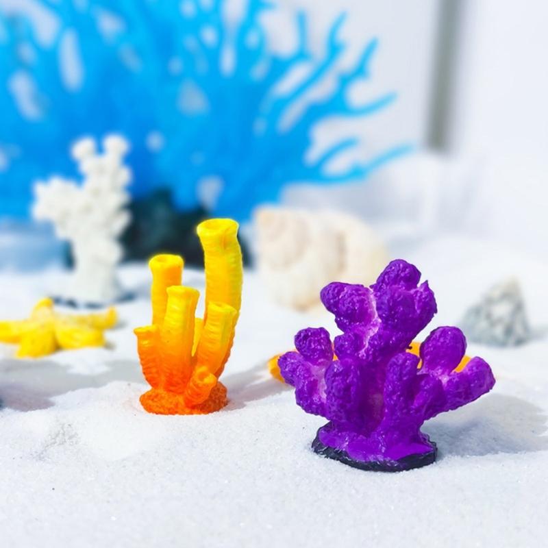 10pcs Colorful Artificial Corals Reef Decoration Simulation Corals Landscape for Bettas Fish Tanks Lovely Styles