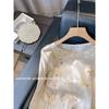 Elegant Bamboo Print Satin Blouse for Women Casual Loose Fit Long Sleeve Shirt Lightweight Silky Top