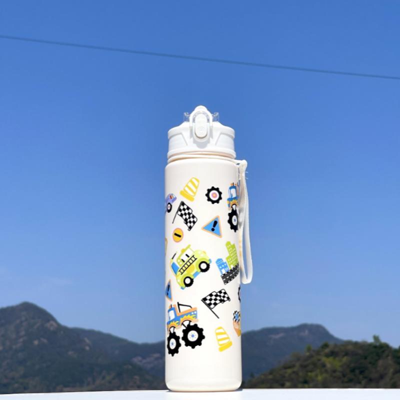 780ML Kids Water Sippy Cup Creative Cartoon Cup with Straws Leakproof Water Bottle Outdoor Portable Children's Plastic Water Cup