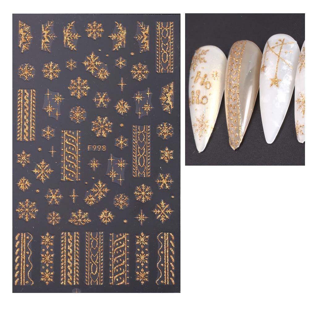DIY Nail Charms Christmas Bronzing Nail Decals Christmas Snowflake Nail Decorations  Girls