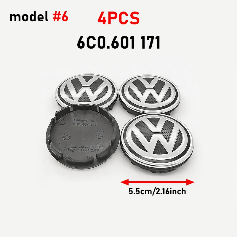 For VW 4pcs 55mm 65mm Car Styling Car Wheel Center Hub Cap Covers Badge For Volkswagen VW GTI Polo Golf 4 5 6 Touran CC Passat B5 B6 B7 ES1