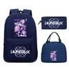 Primary and secondary school students schoolbag three-piece set, animation cartoon personalized printing backpack, casual pencil bag, meal bag