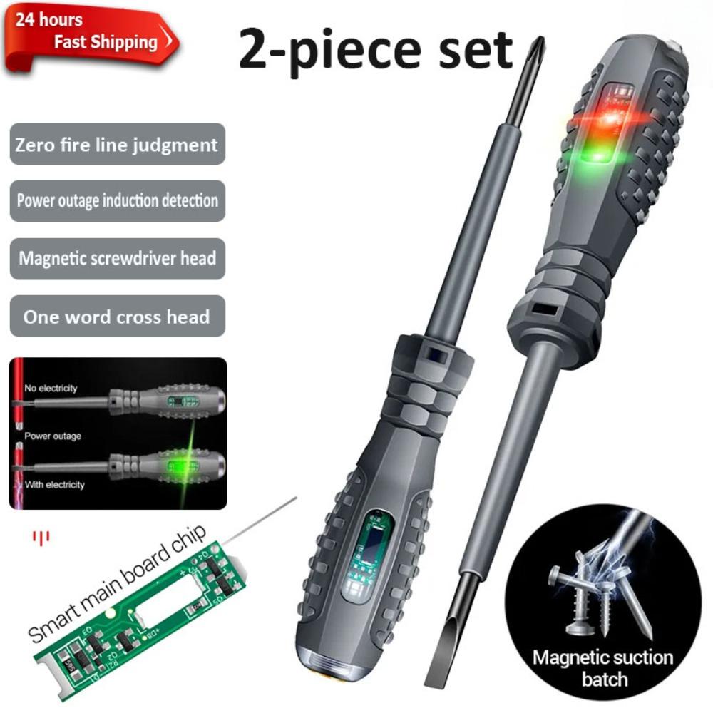 

2 шт. Word/Cross Викрутка для електриків 12-220 В Тестер напруги Ручка AC/DC Індукційна ізоляція Викрутки для електриків Ручні інструменти 1PC One tip