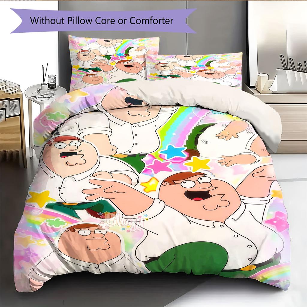 Peter Griffin Fun Pattern Bedding Home Decoration Birthday Gift ( 1 duvet cover + 2 pillowcase, without core),fan merchandise.