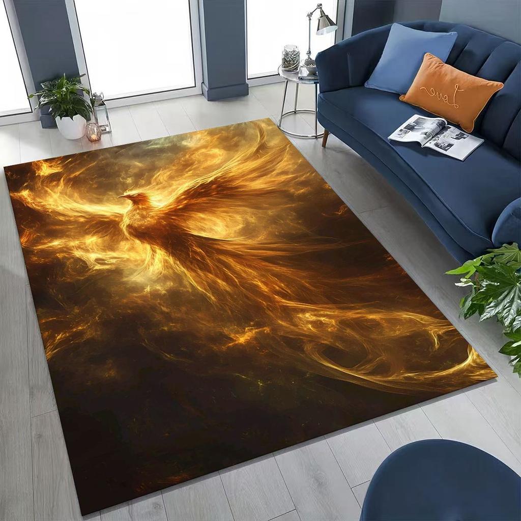 Colorful Rebirth Fire Phoenix Divine Bird Rug for Bedroom Living Room Sofa Home Doormat Decor, Large Kid Play Non-slip Floor Mat