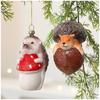 Lightweight Plastic Christmas Tree Hanging Ornaments with Hedgehog Squirrel and Fox Figures for Holiday Decoration
